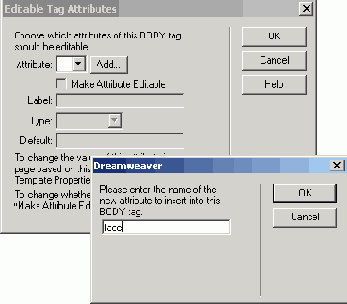 Диалоговое окно Editable Tag Attributes