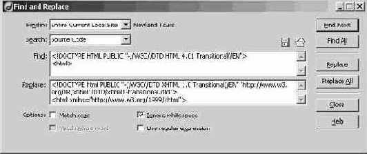 Модернизация типа документа до XHTML