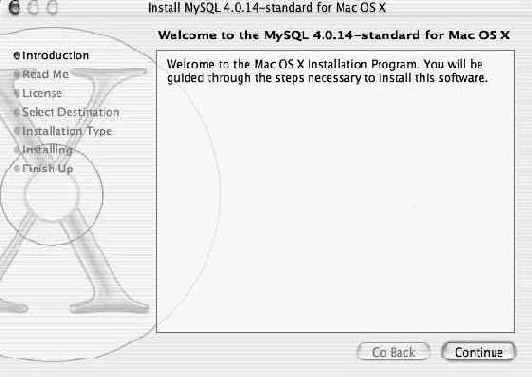 Установка и запуск MySQL для Mac OS X