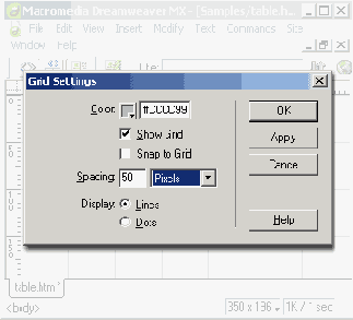 Режим
разметки страницы Dreamweaver